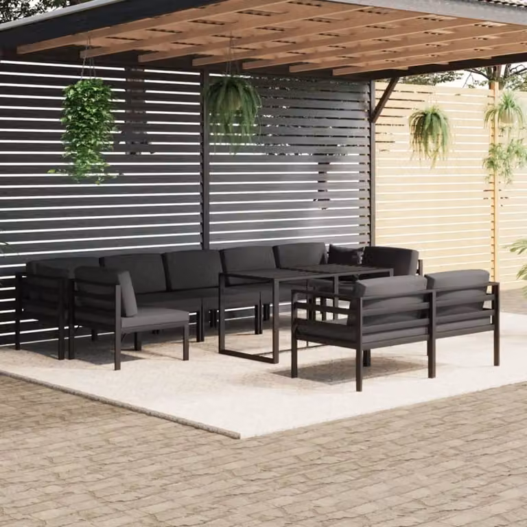 Maison Exclusive - Set Divani da Giardino 10 pz con Cuscini in Alluminio Antracite