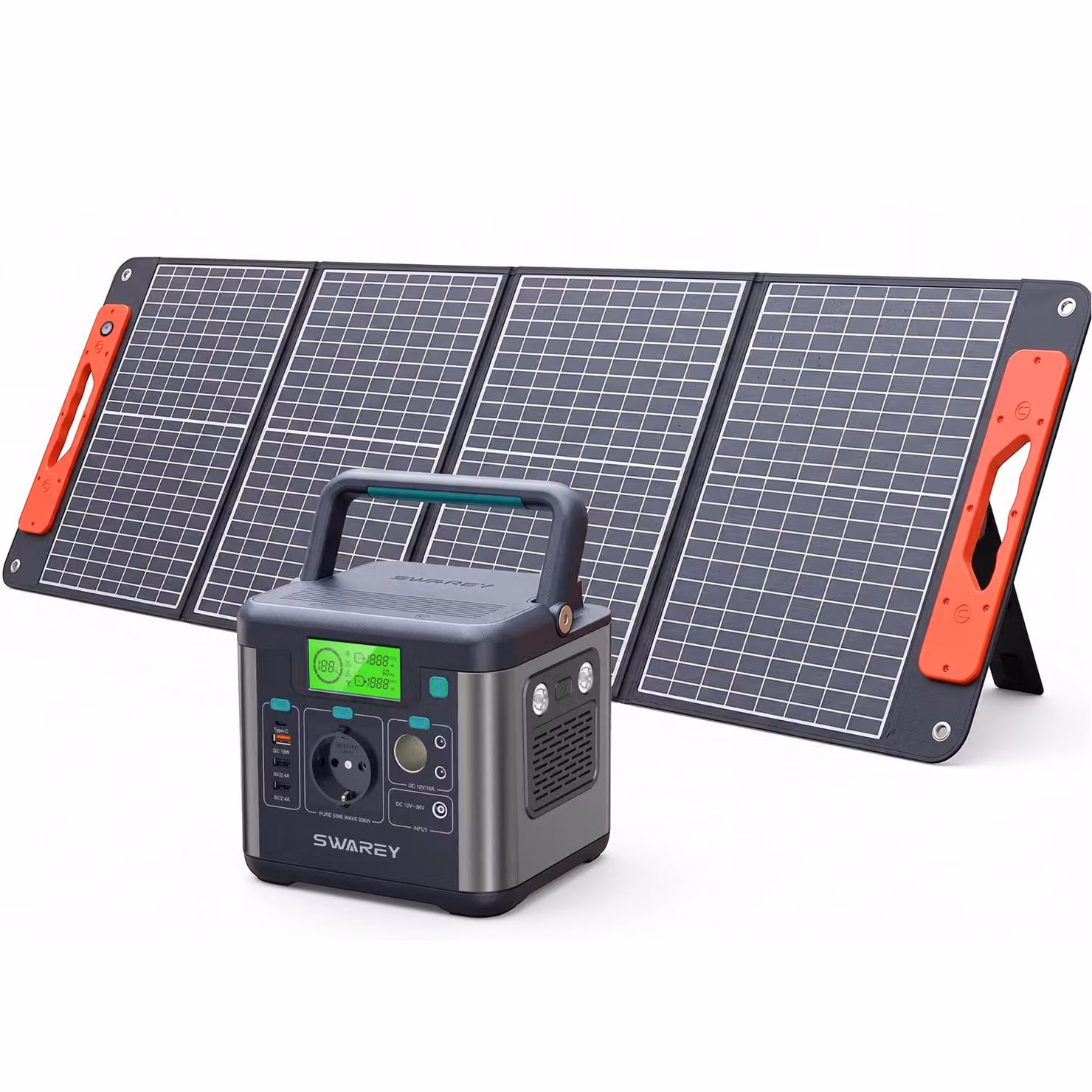 SWAREY S160 300W (600W di picco) Power Station Generatore solare con pannello solare da 100W, PD65W Type-C 222Wh/60000mAh Caricabatterie Power Bank