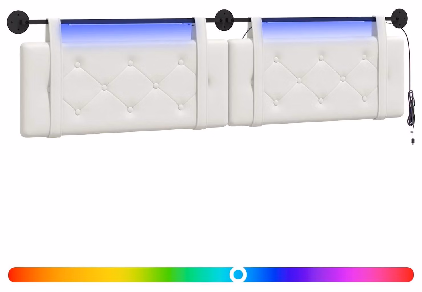 Testiera sospesa Con luce LED Bianco Pelle finta