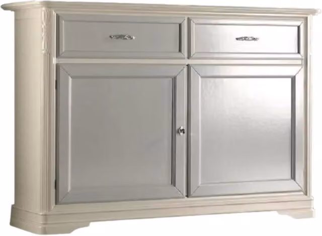 Madia credenza shabby chic in legno massello con 2 porte bianco Mobili 2G L/P/H: 150 x 50 x 105 cm – 4