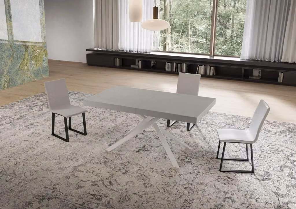 Tavolo Allungabile Niket Moderno Colore Beige con Gambe Bianche L/P: 160-264 x 90 cm – 2