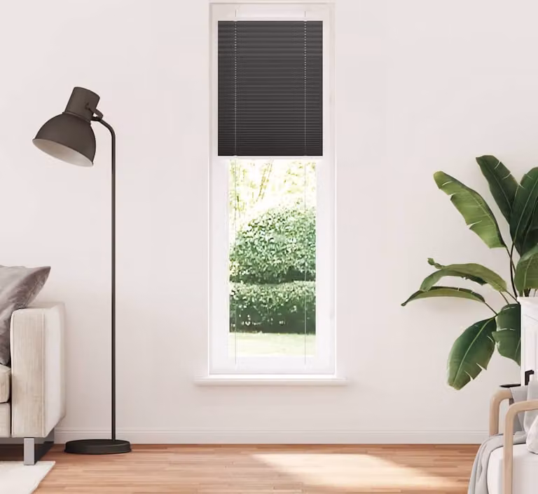 Tenda Plissettata Nera 60x200 cm Larghezza Tessuto 59,4 cm