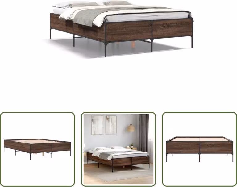 The Living Store Struttura letto in rovere marrone 120x200 cm Materiale legno Metallo