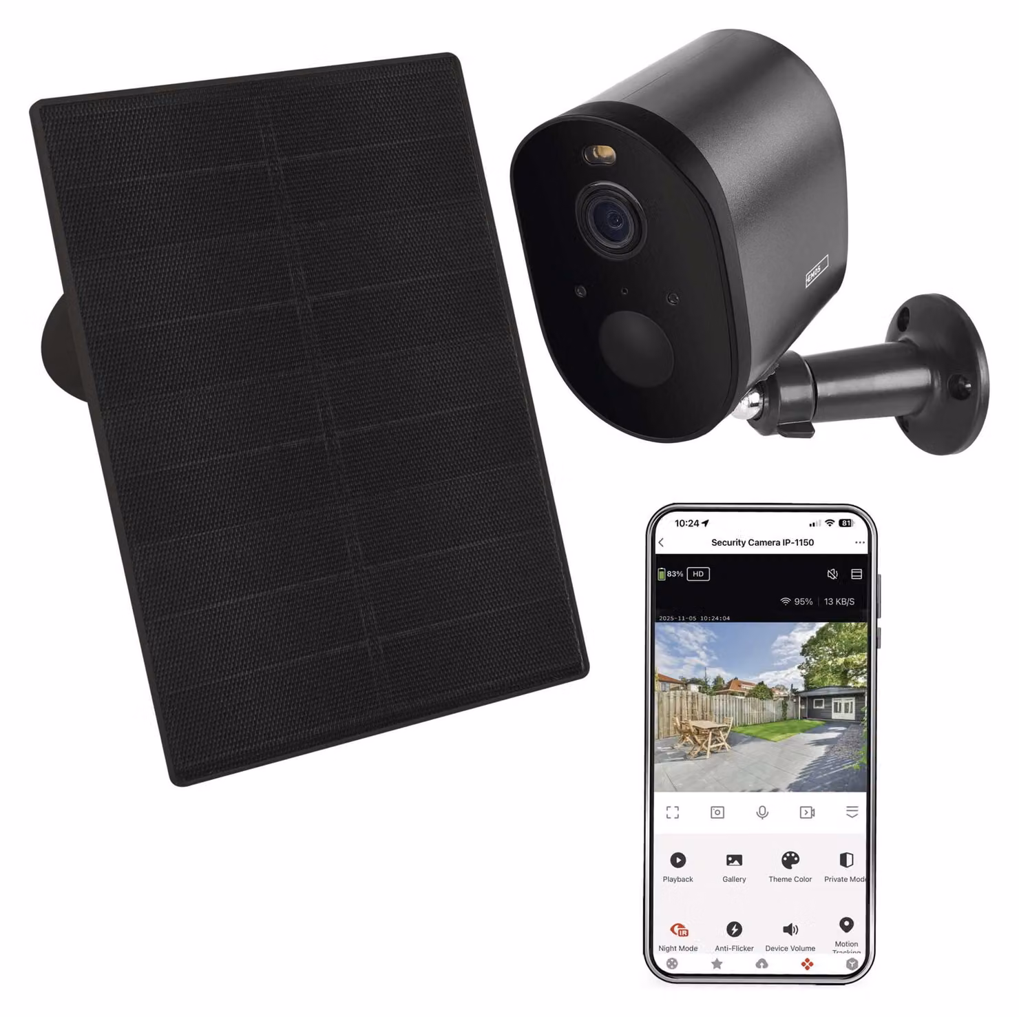 EMOS GoSmart Telecamera IP esterna a batteria SNAP, modello 1150G, con Wi-Fi e pannello solare