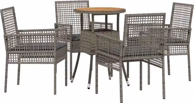 Set da Pranzo per Giardino 5 pz | Set Salotto da Giardino Grigio polyrattan