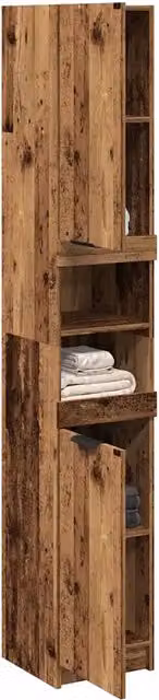Armadietto da bagno sospeso vidaXL in legno marrone stile rustico L: 32 cm, P: 34 cm, H: 188,5 cm