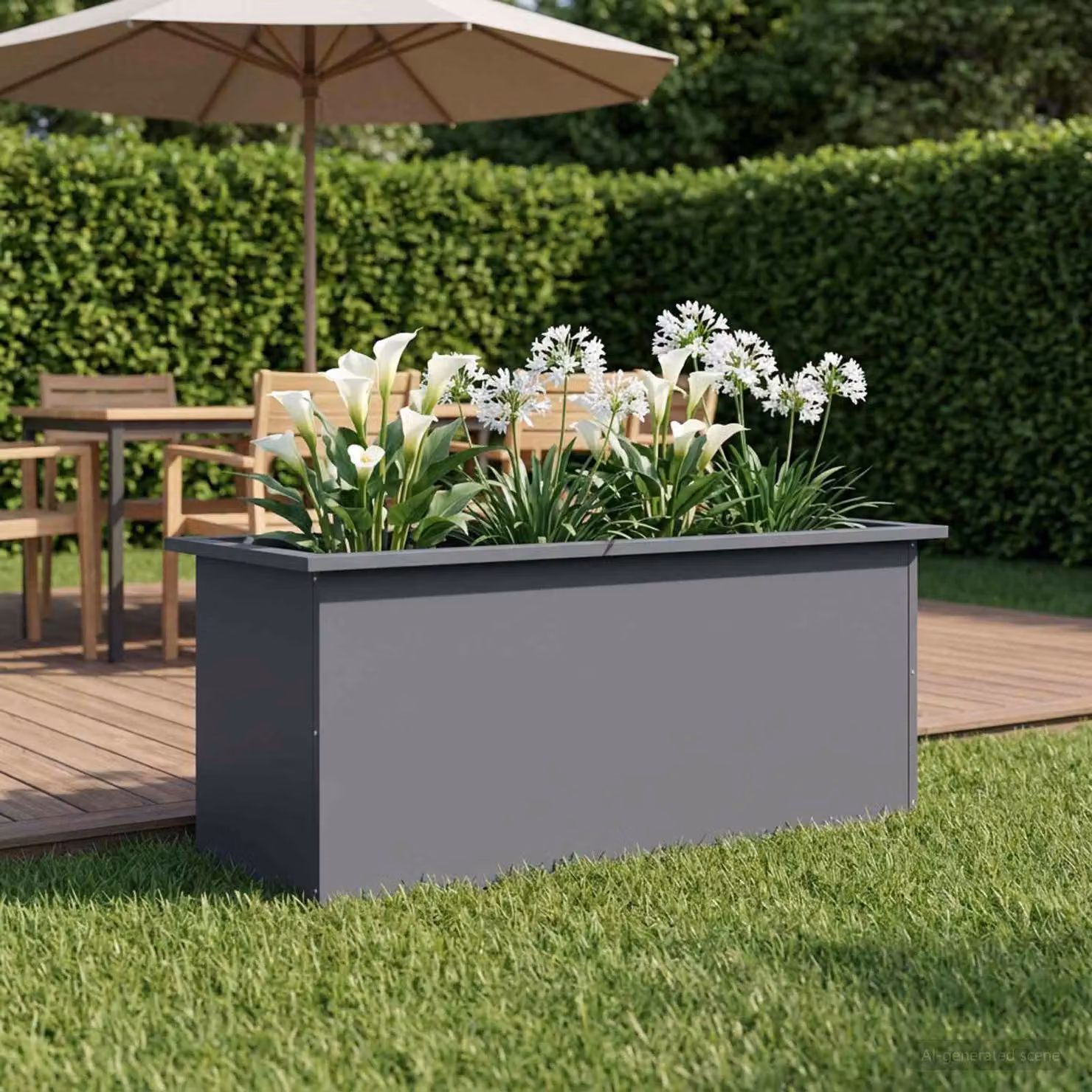 Fioriera da giardino con LED vidaXL in acciaio, colore antracite, L 100 x P 40 x H 40 cm