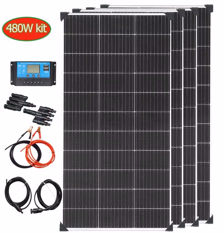 Pannello solare, alta efficienza, design compatto, kit solare da 12V, 480W