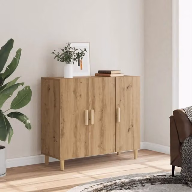 Credenza Buffet da Cucina Design Mania in Legno Rovere Marrone L: 90 cm, P: 34 cm, H: 80 cm – 1