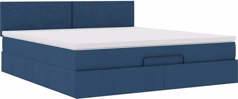 Struttura Letto Pouf con Materasso Blu 180x200cm in Tessuto