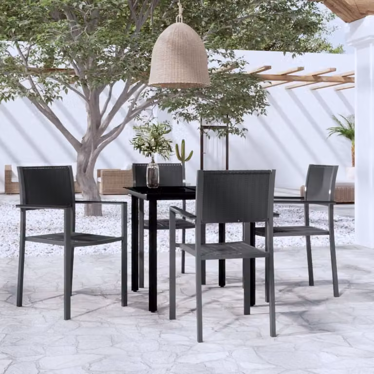 Maison Exclusive - Set da pranzo da giardino 5 pezzi nero