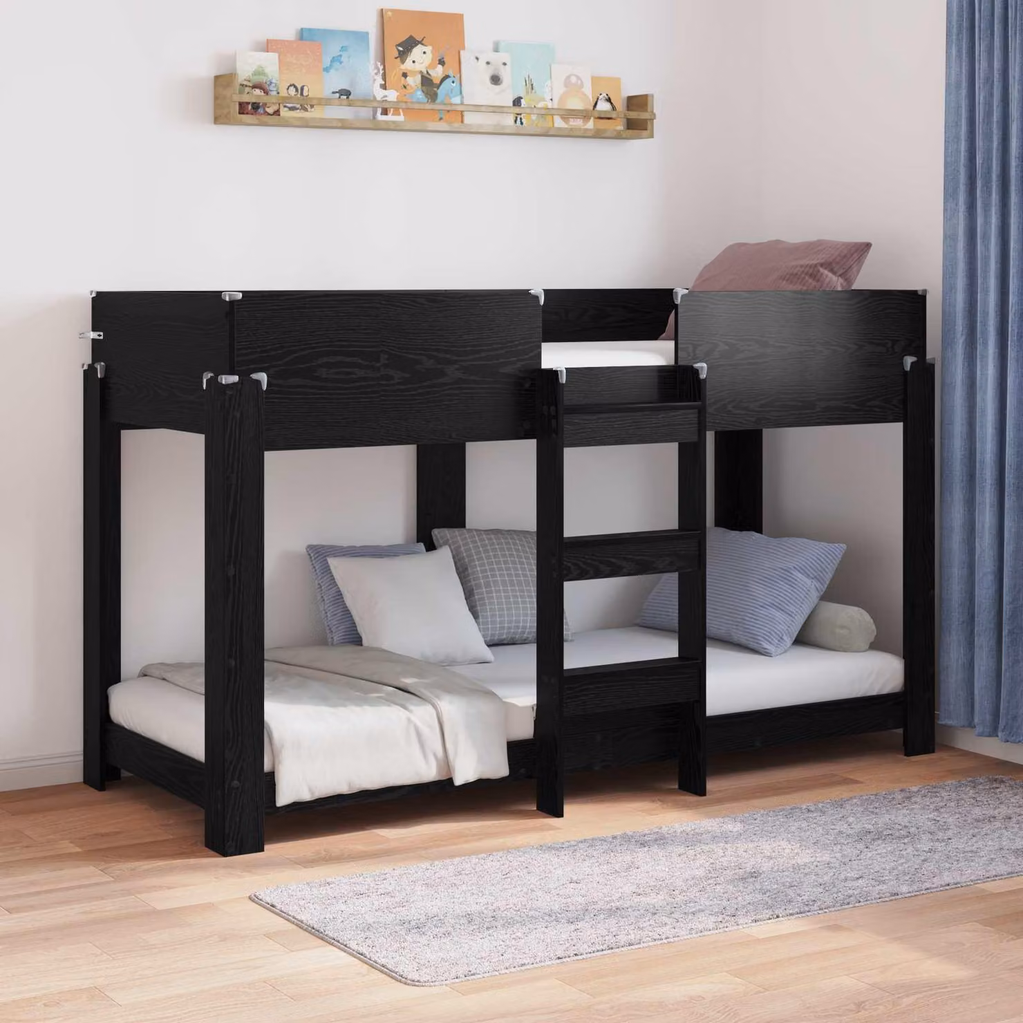 Maison Exclusive - Letto a castello per bambini effetto rovere nero 75 x 190 cm