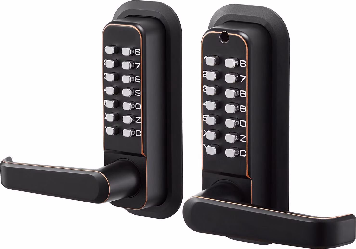 SucceBuy Serratura meccanica con codice a doppia tastiera (codice da 4 a 7 cifre), serratura senza chiave con maniglia e chiusura automatica, adatta per porte d'ingresso e garage, colore bronzo oliato