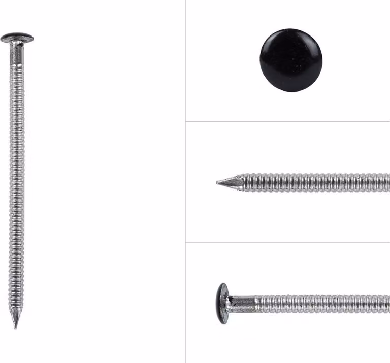 Chiodi a testa sferica con gambo ad anello in acciaio inox A2 nero - 2,5-2,7 x 50 mm - confezione da 200 pezzi