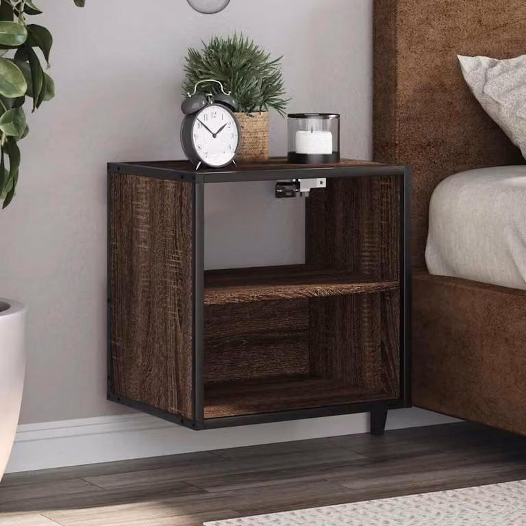 Set di 2 comodini da muro vidaXL in stile industriale, colore rovere marrone, L 40 cm x P 31 cm x H 39,5 cm