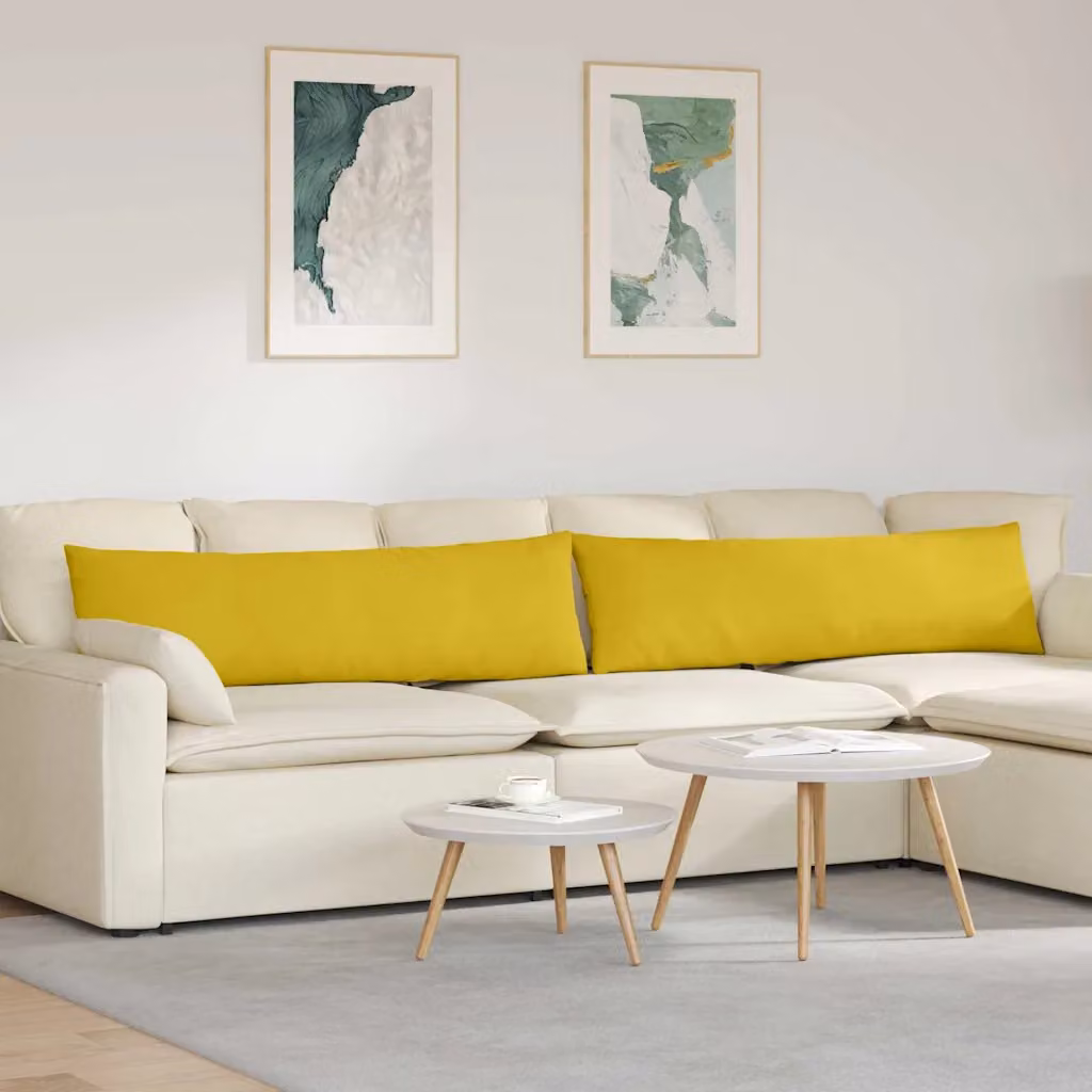 Set di 2 cuscini da divano vidaXL in tessuto a coste giallo, L 145 cm x P 40 cm x H 40 cm