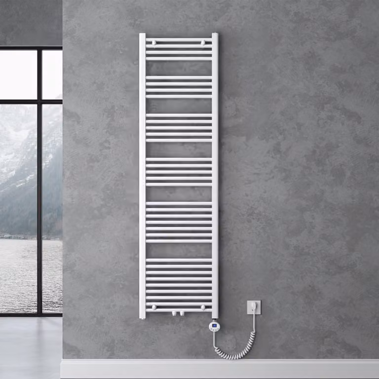 doporro Radiatore Piatto 180x60cm con Elemento Riscaldante 1000W, Scaldasalviette da Bagno Termoarredo in Acciaio, Bianco, Riscaldamento Elettrico o ad Acqua Calda RHE