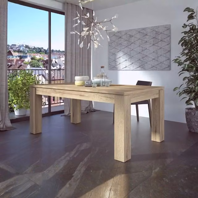 Tavolo allungabile 1475 rovere con allunga centrale 190x90x76H
