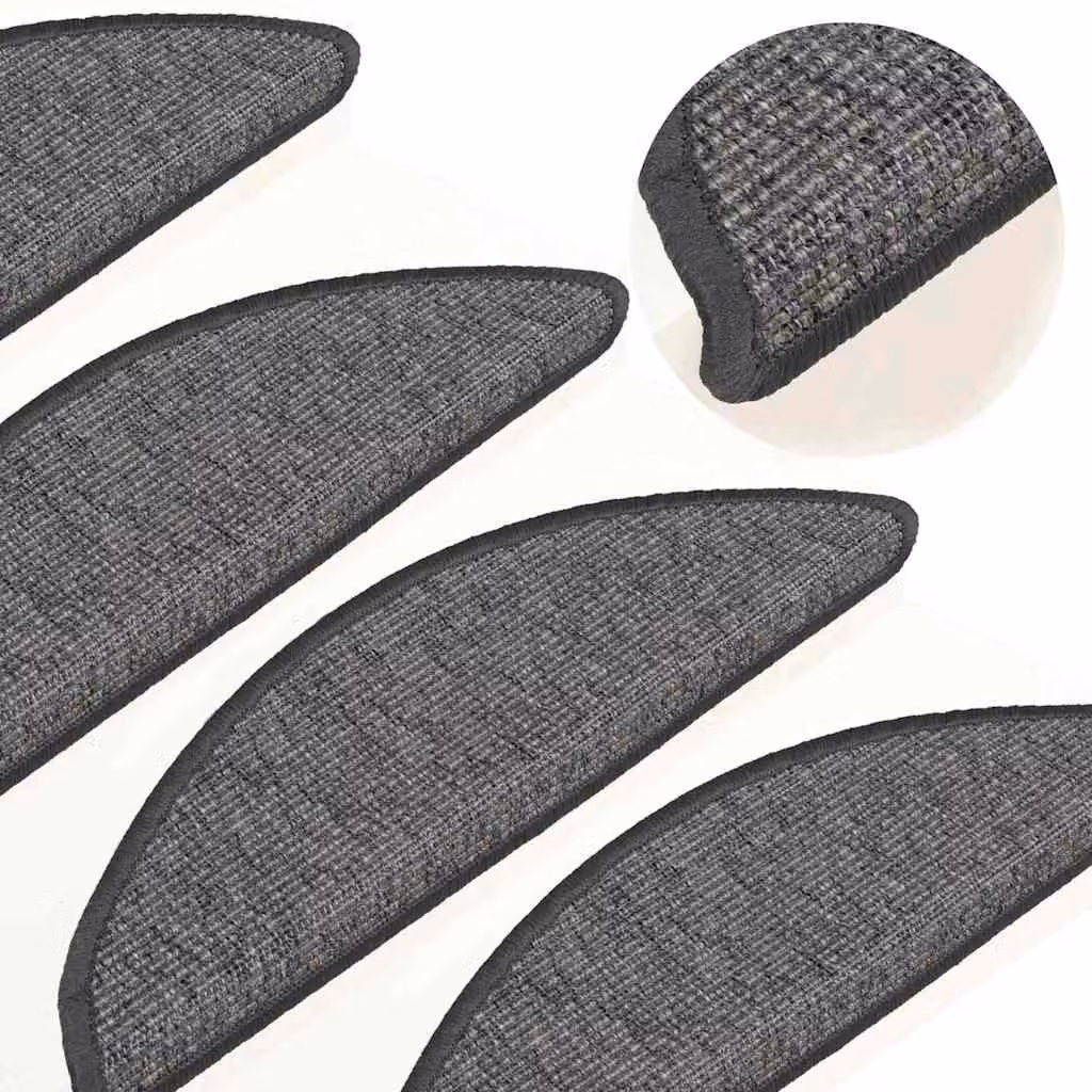 vidaXL Set di 15 Tappetini per Scale Semicircolari Antiscivolo e Fonoassorbenti, Beige e Grigio, L: 56 cm, P: 17 cm, H: 3 cm