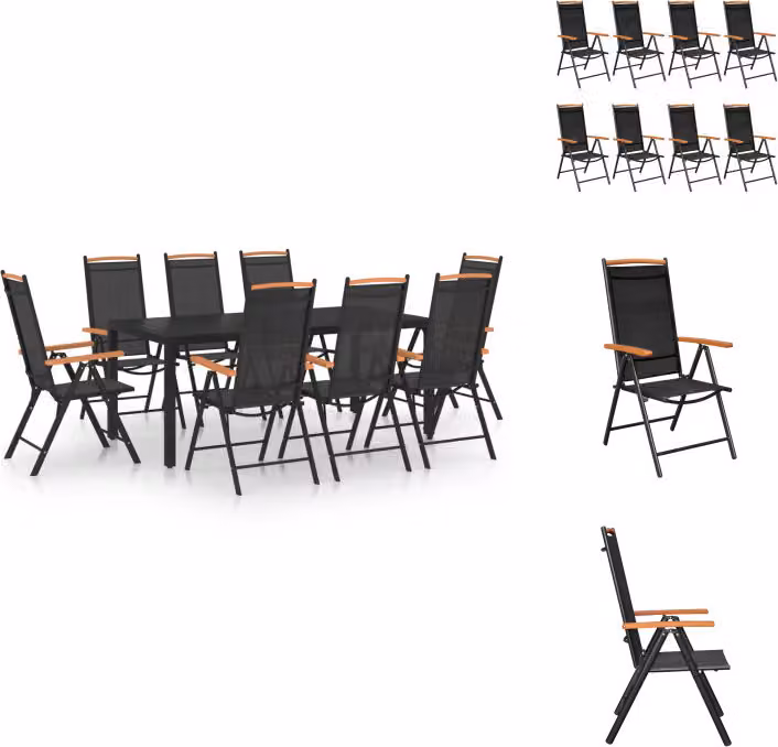 vidaXL set da pranzo da giardino 9 pezzi alluminio nero - Set di mobili da giardino