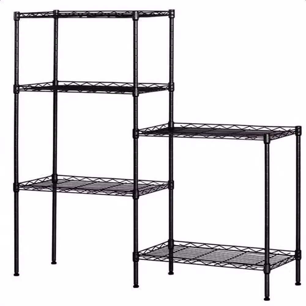 Scaffale portaoggetti a cinque ripiani - Nero - 150 cm di altezza - Acciaio al carbonio