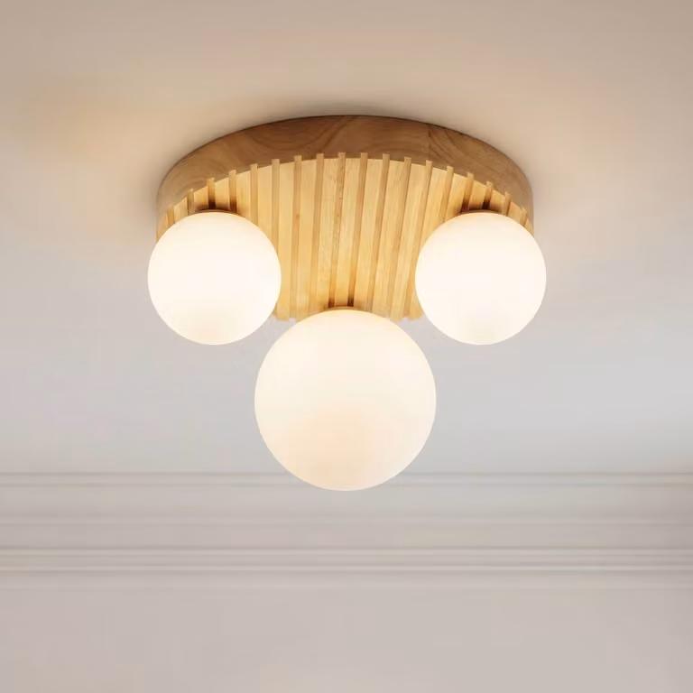 Plafoniera soffitto Mori Lindby, dimmerabile, Legno chiaro, Soggiorno / Sala da pranzo, Legno, Moderno, Plafoniera