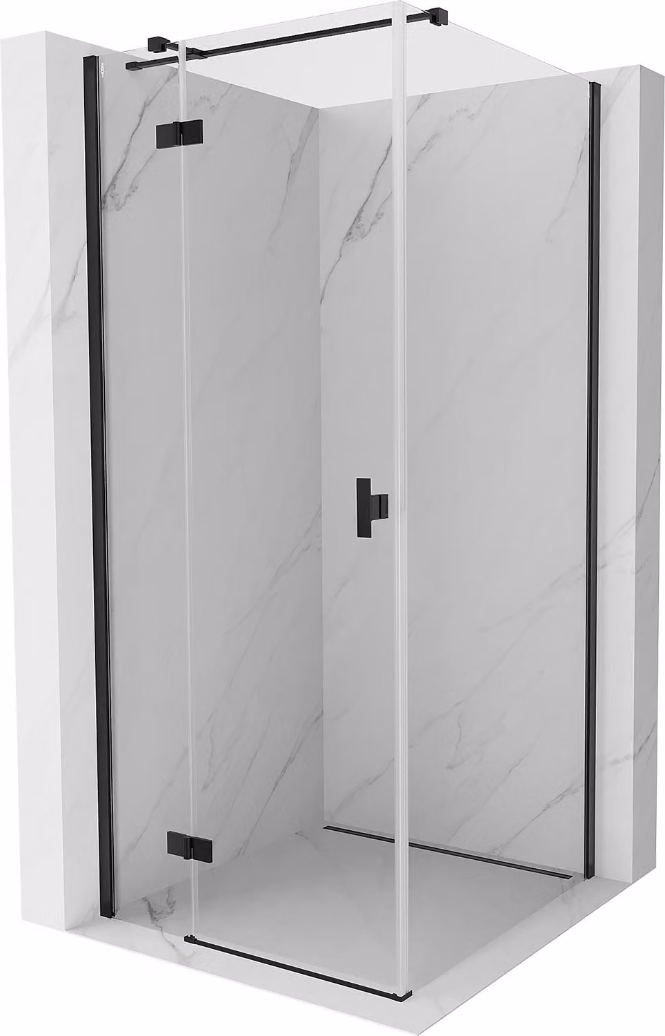 Mexen Mist-H T cabina doccia battente sinistra 75 x 75 cm, trasparente, nera - 8A5T-075-075-70-00-L