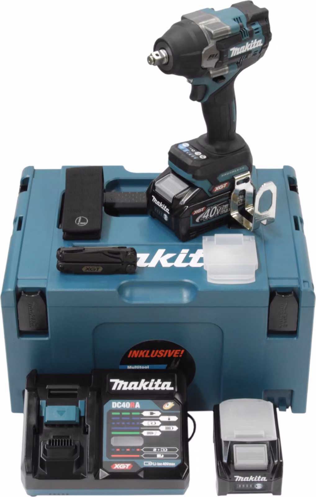 Trapano avvitatore a batteria Makita TW007GM206 40 V max. / 2 batterie da 2,5 Ah + caricabatterie rapido nel MAKPAC + Side-Kick