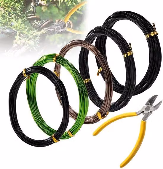 Set di fili di legatura per alberi in alluminio con 5 rotoli (25 m), raccordo e fili da 1 mm/15 mm/20 mm