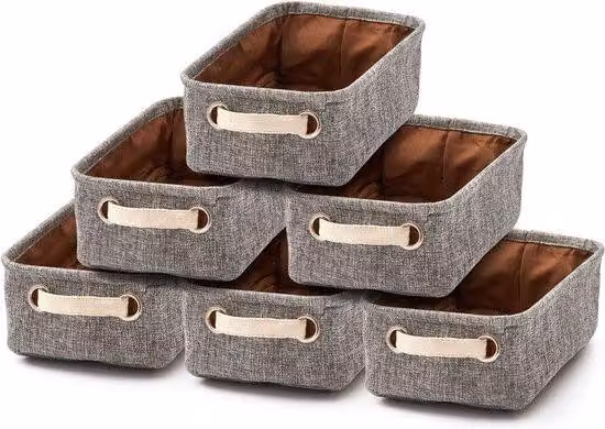 Scatole portaoggetti grigie, 6 pezzi, pieghevoli, 30x18x10 cm, per la cameretta dei bambini