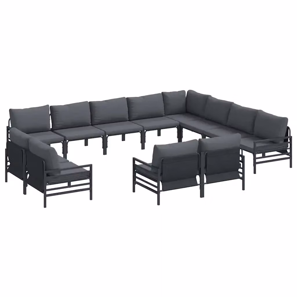 Set Divano da Giardino a L vidaXL in Acciaio Antracite con Cuscini Inclusi – 2