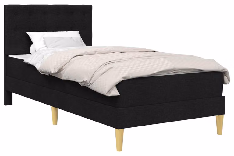 Struttura del letto con materasso nero, dimensioni 90 x 190 cm, tessuto
