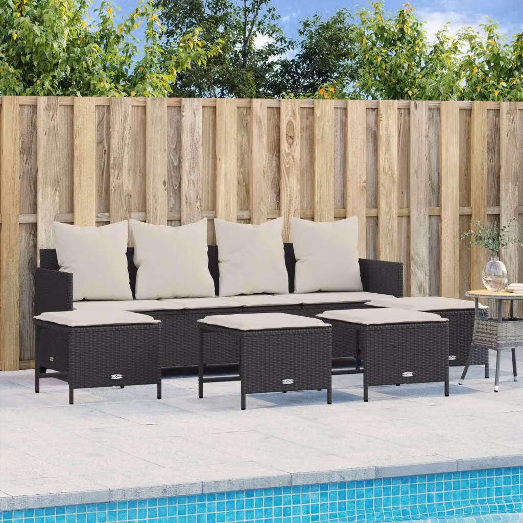 Maison Exclusive - Set Divani da Giardino 5 pz con Cuscini in Polyrattan Nero