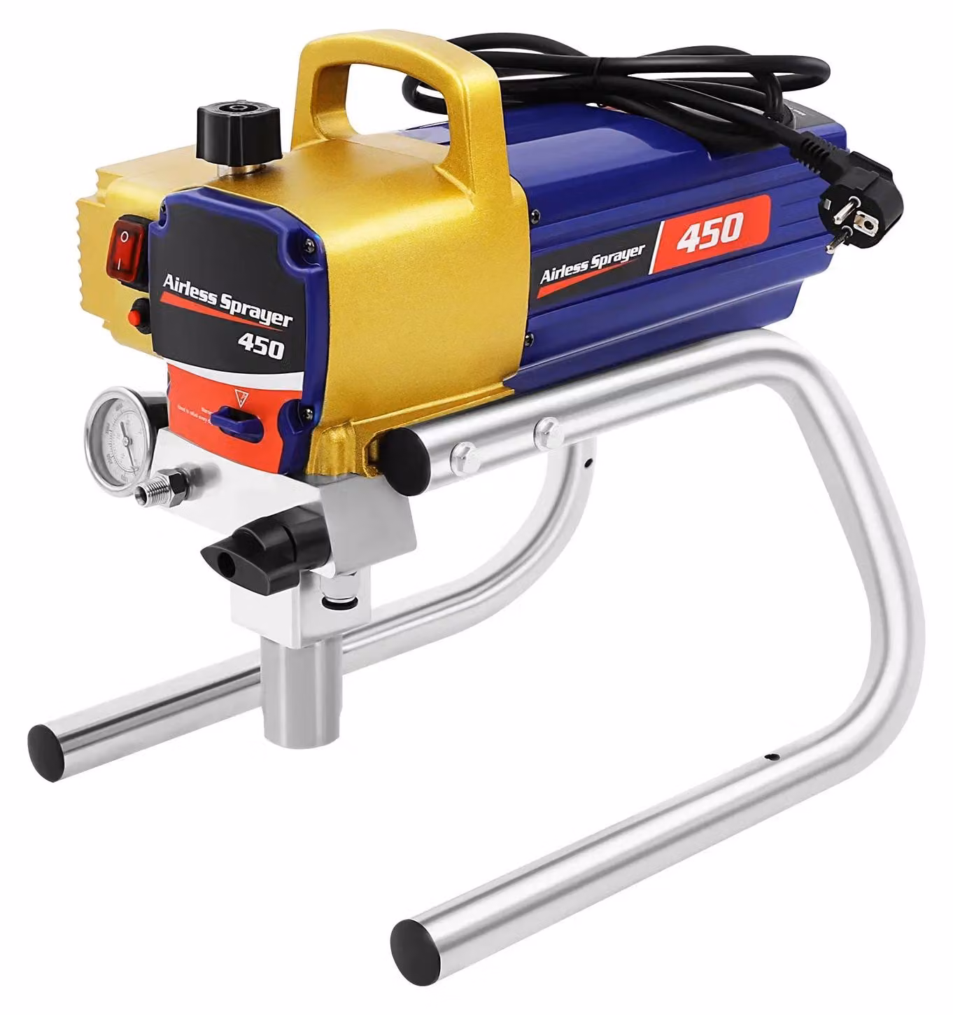 Pistola a spruzzo elettrica - Apparecchio a spruzzo senza aria - 220 V - Motore in rame da 1500 W - Tecnologia di spruzzo ad alta pressione - Colore blu