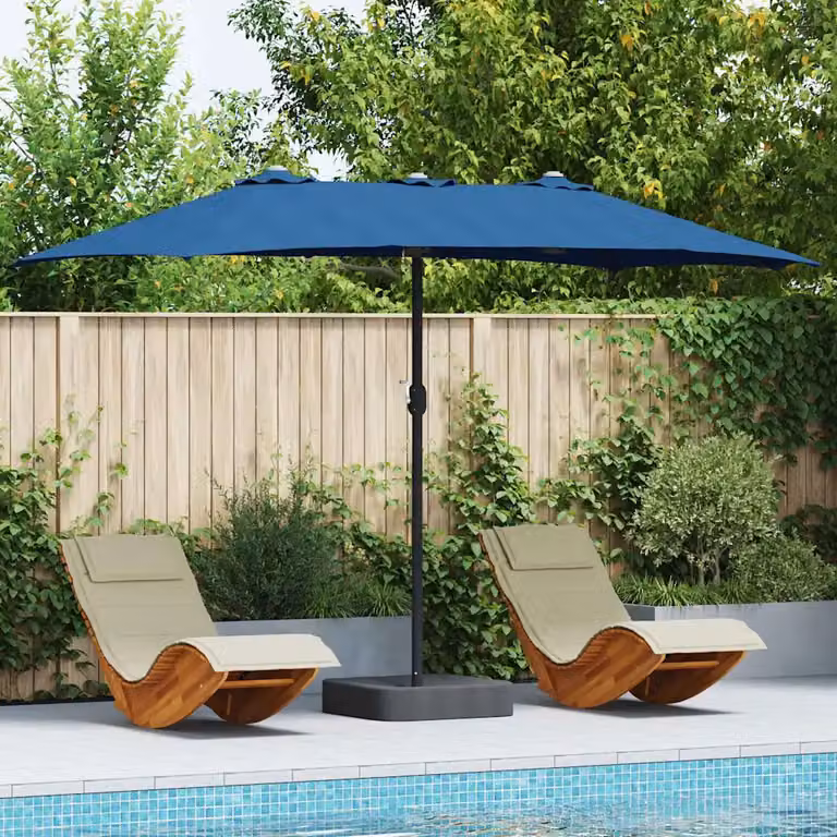 Ombrello da giardino vidaXL blu in poliestere e acciaio L: 385 cm, P: 209 cm, H: 244 cm