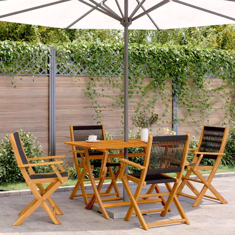 Set di 4 sedie pieghevoli vidaXL in legno di acacia nero con braccioli