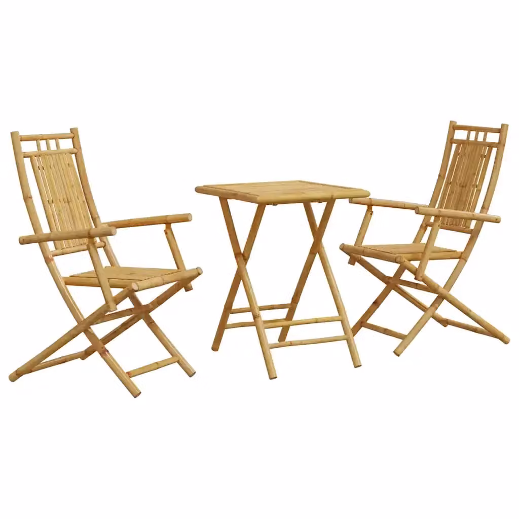 Set da Bistrò vidaXL in Bambù Beige, 3 Pezzi per Giardino e Terrazzo – 2