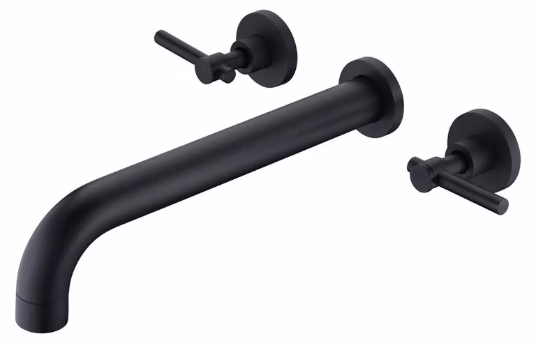 Riempitivo per vasca da bagno da montare a parete, colore nero opaco, miscelatore per vasca, alta portata, due