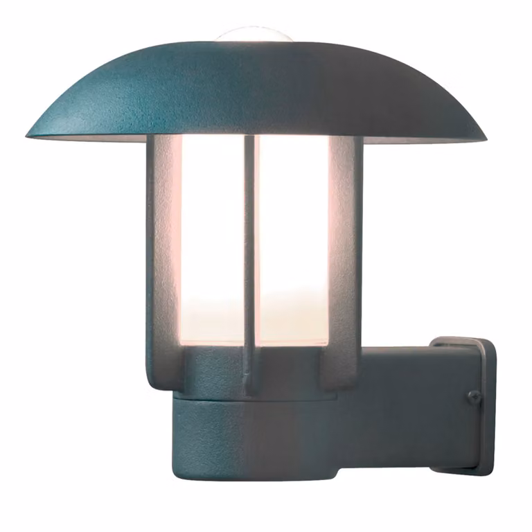 Konstsmide Heimdal Applique in alluminio verniciato argento con vetro opalino