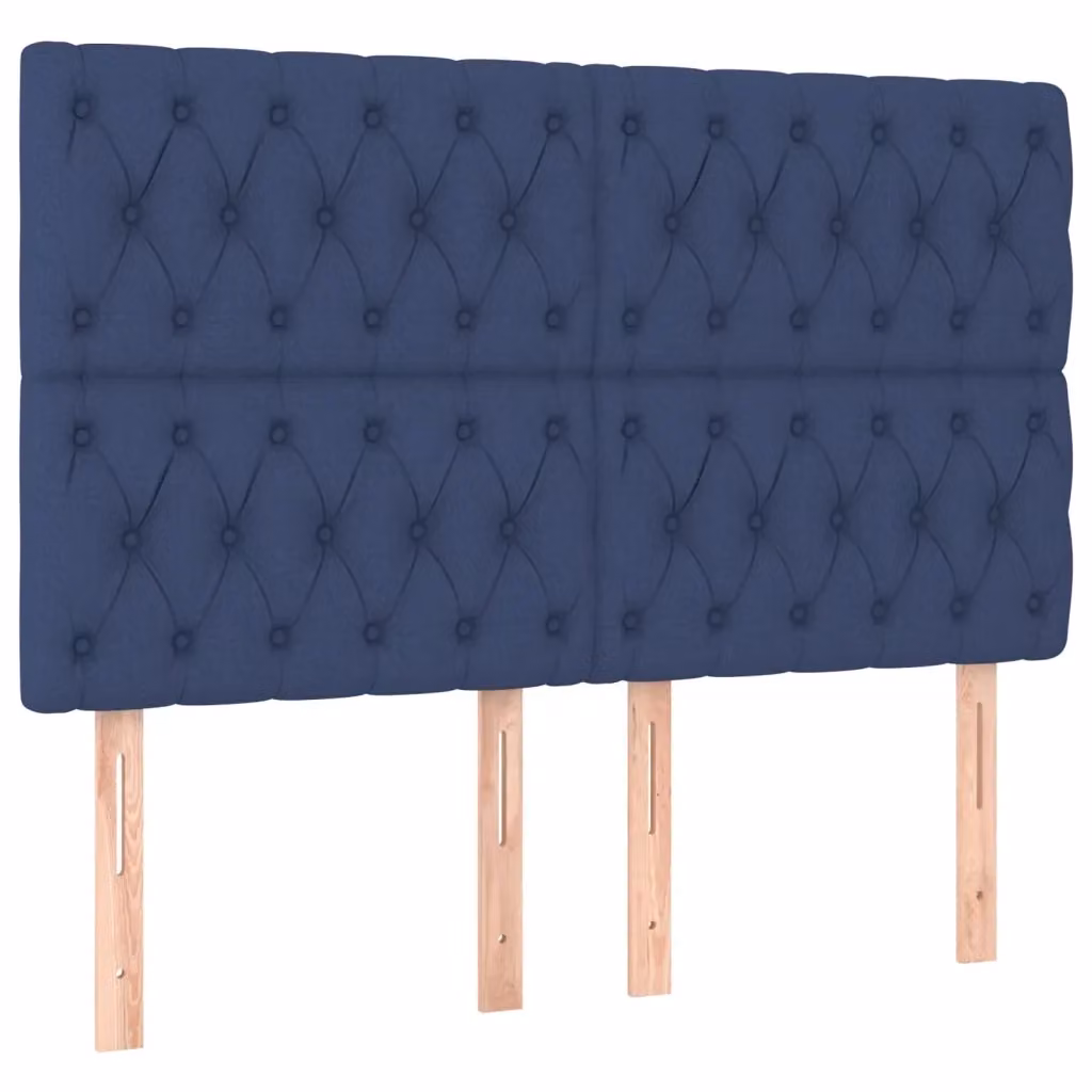 Testiera per letto imbottita vidaXL in tessuto blu, L: 144 cm, P: 7 cm, H: 118/128 cm – 3