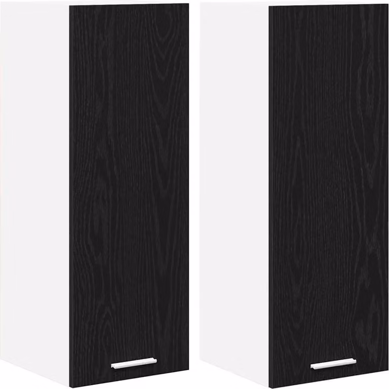 Armadio pensile 2 pcs Rovere Nero e Bianco 30 x 31 x 80 cm