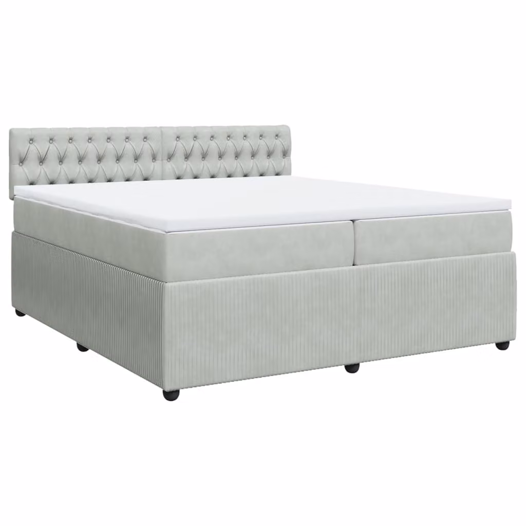 Giroletto a Molle con Materasso Grigio Chiaro 200x200cm Velluto