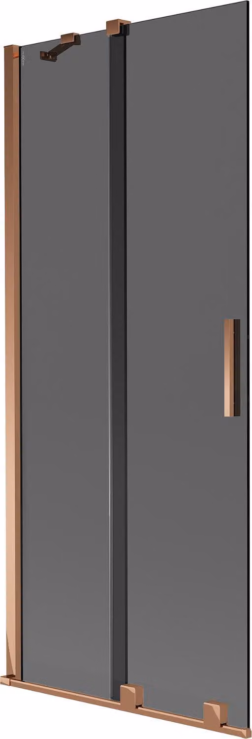 Mexen Velar paratia per vasca da bagno a 2 ante scorrevoli 85 x 150 cm, grafite, oro rosa - 896-085-000-41-60