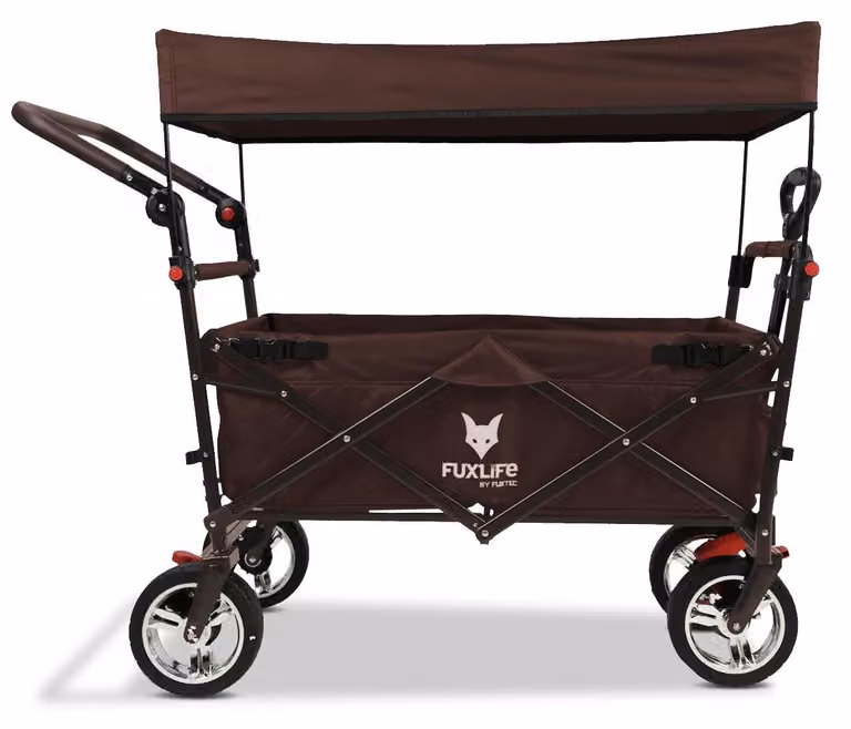FUXLIFE by FUXTEC Carretto pieghevole FX-CT700 Marrone Carretto pieghevole per gite e uso quotidiano Seduta imbottita Con freni di stazionamento Marrone
