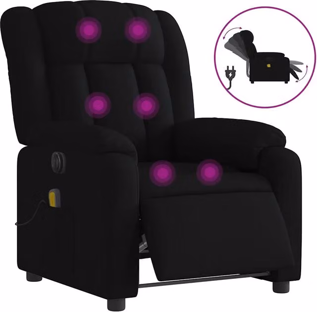 Poltrona Massaggiante | Sedia Relax Reclinabile Elettrica Nera in Tessuto
