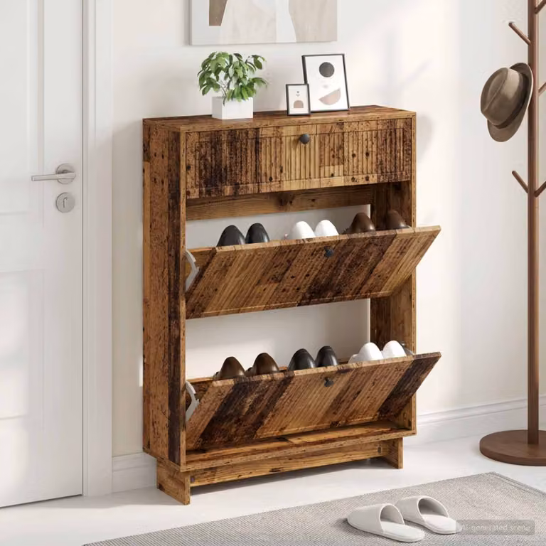 Mobile porta scarpe moderno vidaXL in legno e MDF con scomparti basculanti, L/P/H: 78 x 24 x 103 cm