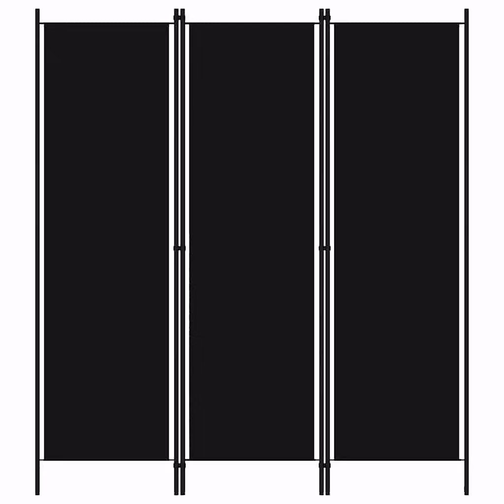 vidaXL Paravento a 3 Pannelli Nero L: 150 cm, H: 180 cm – 1