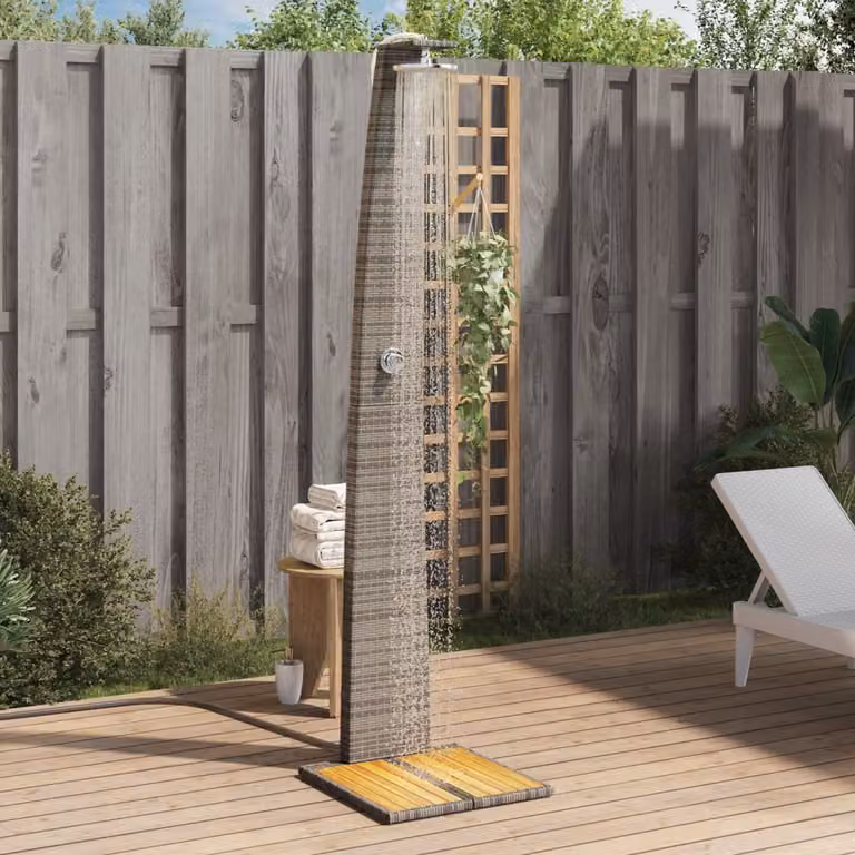 Maison Exclusive - Doccia da giardino grigia 55x60x224 cm in rattan sintetico e legno di acacia