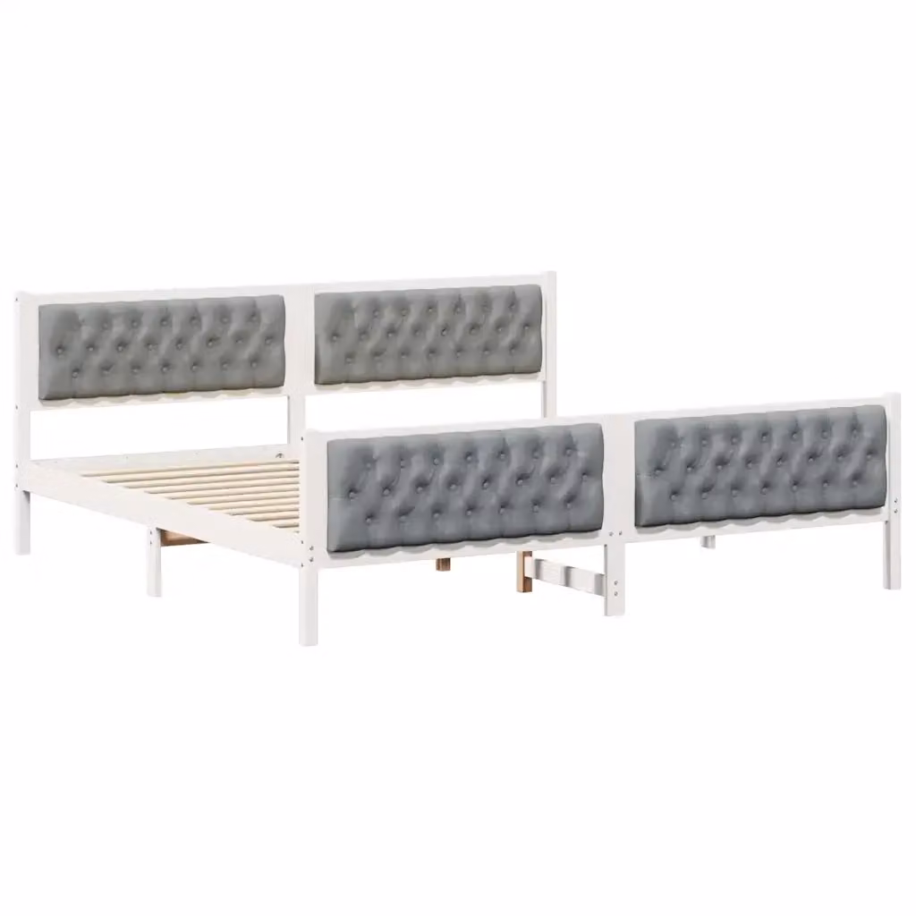 Struttura del letto vidaXL in pino massello grigio chiaro 200 x 200 cm – 2