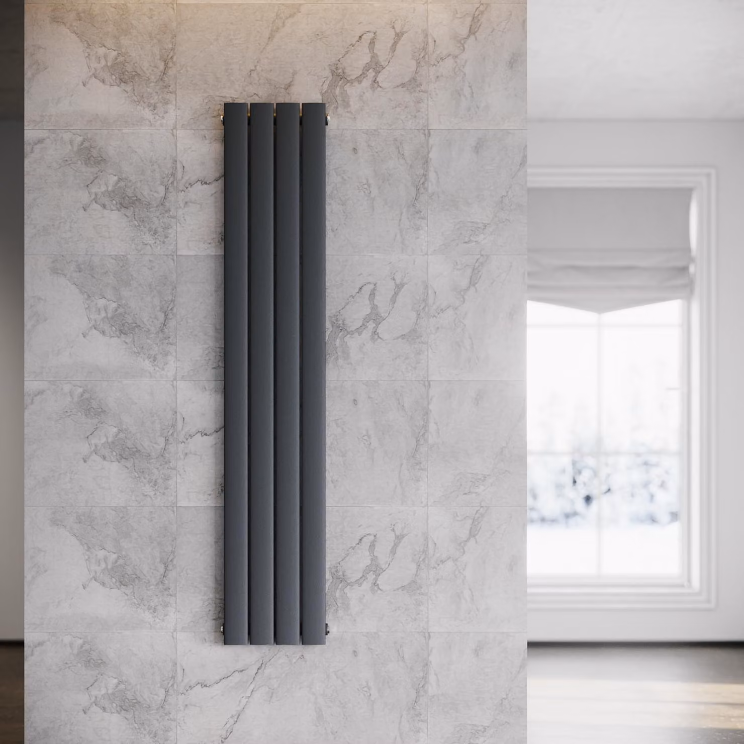 SONNI Radiatore verticale di design a pannello, monostrato, antracite, 1600×311 mm, senza resistenza